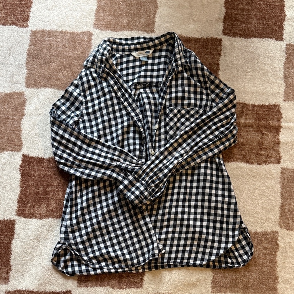 Old Navy Monochrome Plaid Flannel Shirt